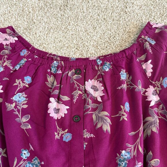 NWT Abercrombie Floral Long Sleeve Crop Tie Front Button Down Top Girls 9/10 - Picture 4 of 9